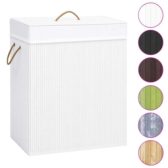 Panier à linge Bambou Blanc 83 L - Photo n°2