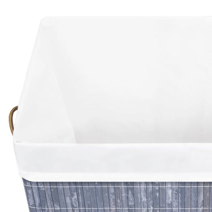 Panier à linge Bambou Gris 83 L - Photo n°7