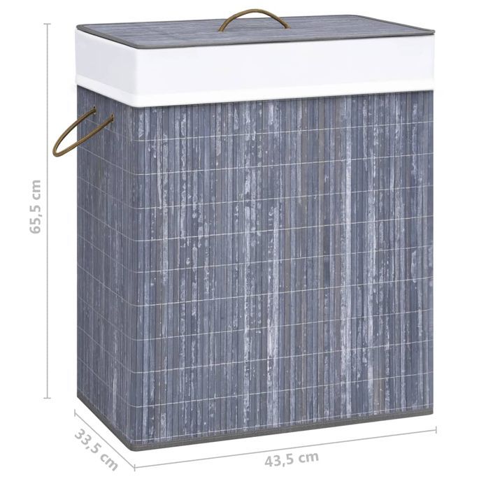 Panier à linge Bambou Gris 83 L - Photo n°9