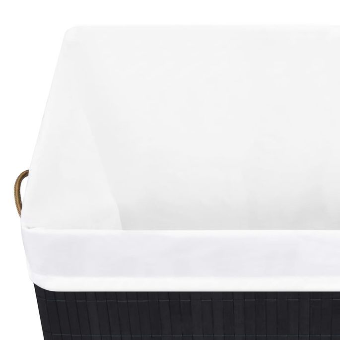 Panier à linge Bambou Noir 83 L - Photo n°7
