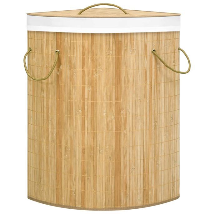 Panier à linge d'angle Bambou 60 L - Photo n°3