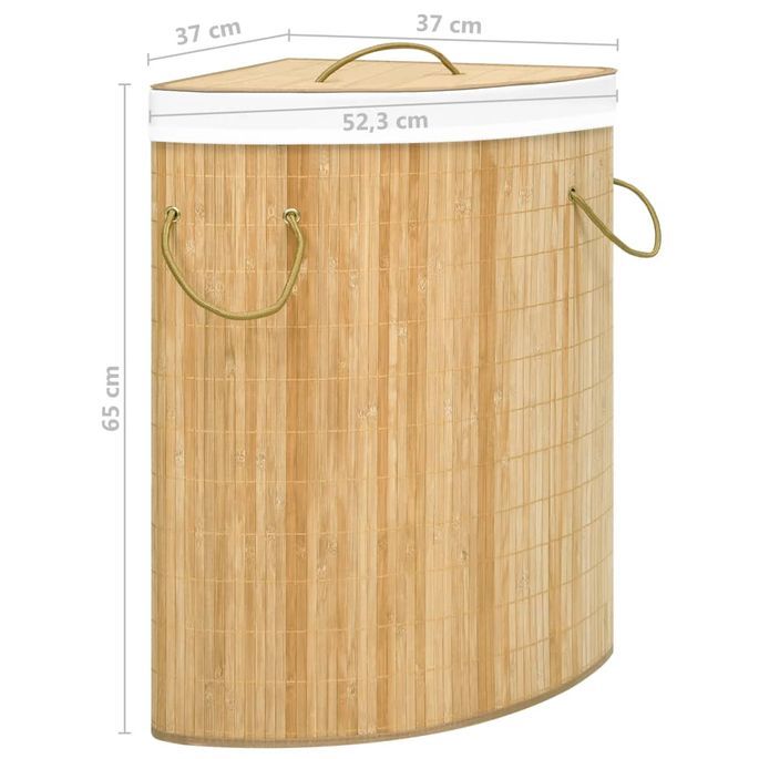 Panier à linge d'angle Bambou 60 L - Photo n°8