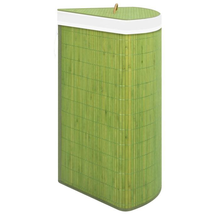 Panier à linge d'angle Bambou Vert 60 L - Photo n°5