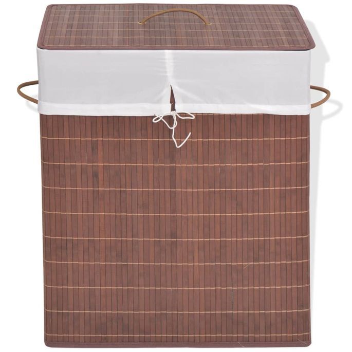 Panier à linge rectangulaire Bambou Marron 2 - Photo n°1