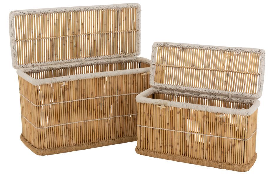 Paniers de rangement rectangle bambou naturel Junia - Lot de 2 - Photo n°3