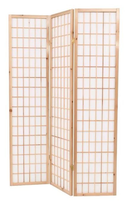 Paravent style japonais 3 volets bois naturel et blanc Oriental - Photo n°4