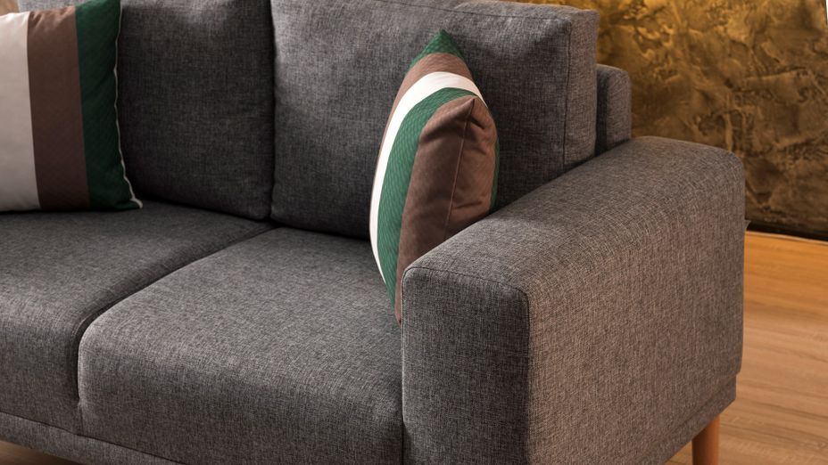 Petit canapé 2 places tissu gris Zendy 162 cm - Photo n°5
