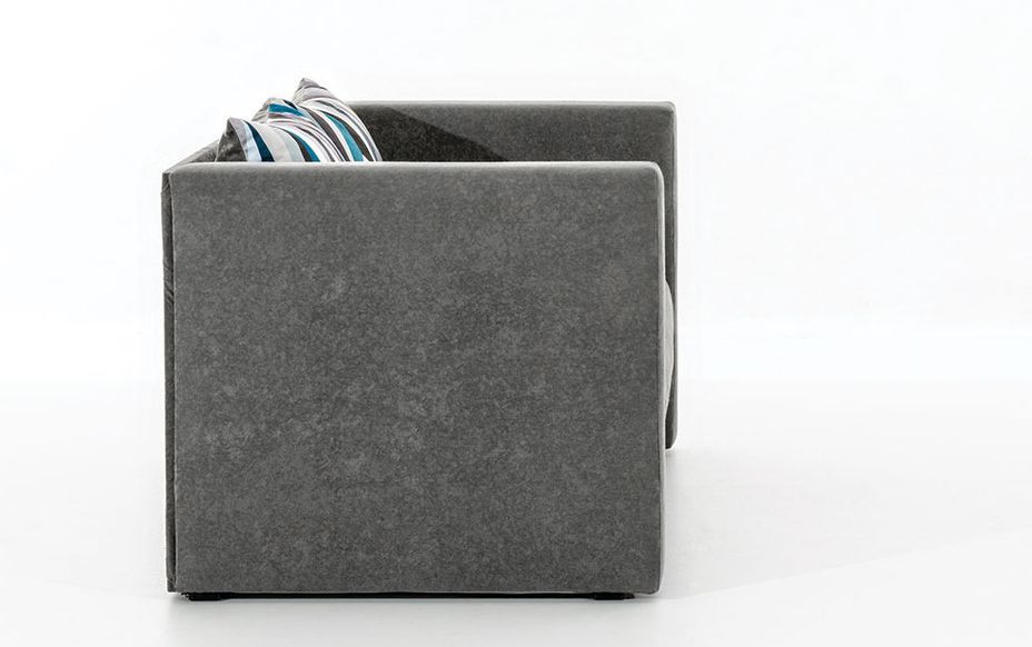 Petit canapé convertible tissu gris clair Mouva 132 cm - Photo n°5