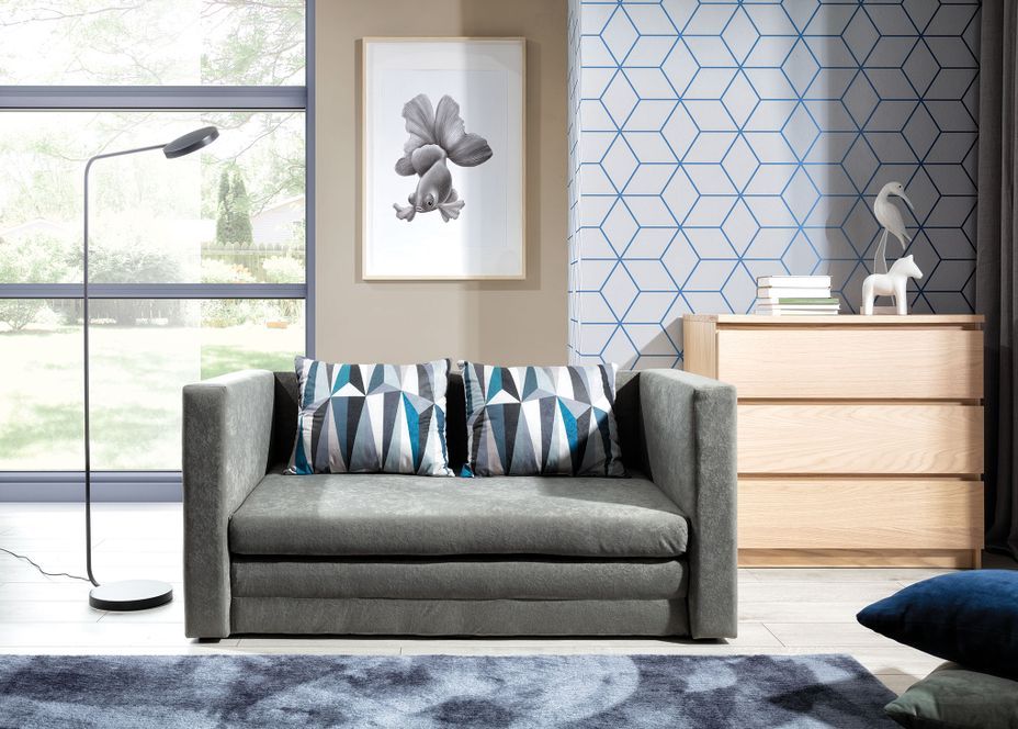 Petit canapé convertible tissu noir Mouva 132 cm - Photo n°6