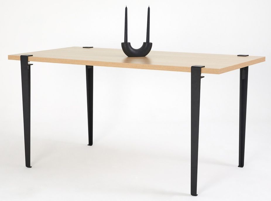 Petite table à manger bois clair et pieds acier noir Bazika 150 cm - Photo n°1