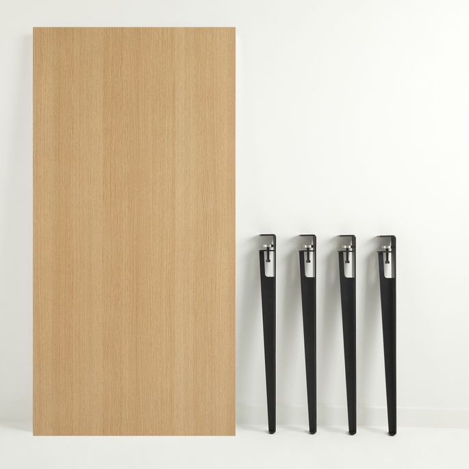 Petite table à manger bois clair et pieds acier noir Bazika 150 cm - Photo n°4