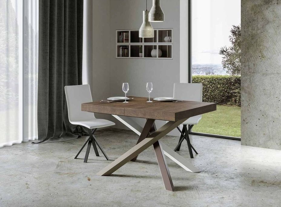 Petite table à manger design marron et pieds entrelacés 4 couleurs 130 cm Artemis - Photo n°2