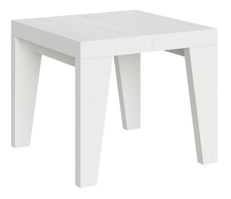 Petite table carrée 90/90 cm extensible 10 personnes 90 à 246 cm blanc Naxo - Photo n°1