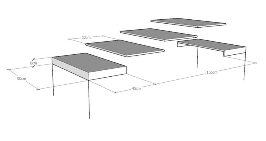 Petite table carrée 90/90 cm extensible 10 personnes 90 à 246 cm bois gris béton et pieds métal anthracite Flavio - Photo n°8