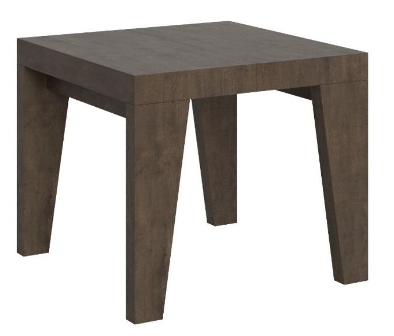 Petite table carrée 90/90 cm extensible 10 personnes 90 à 246 cm bois marron Naxo - Photo n°1