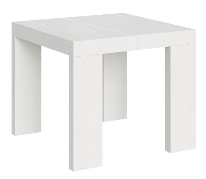 Petite table carrée extensible 4 à 10 personnes 90 à 246 cm bois blanc Ribo - Photo n°1