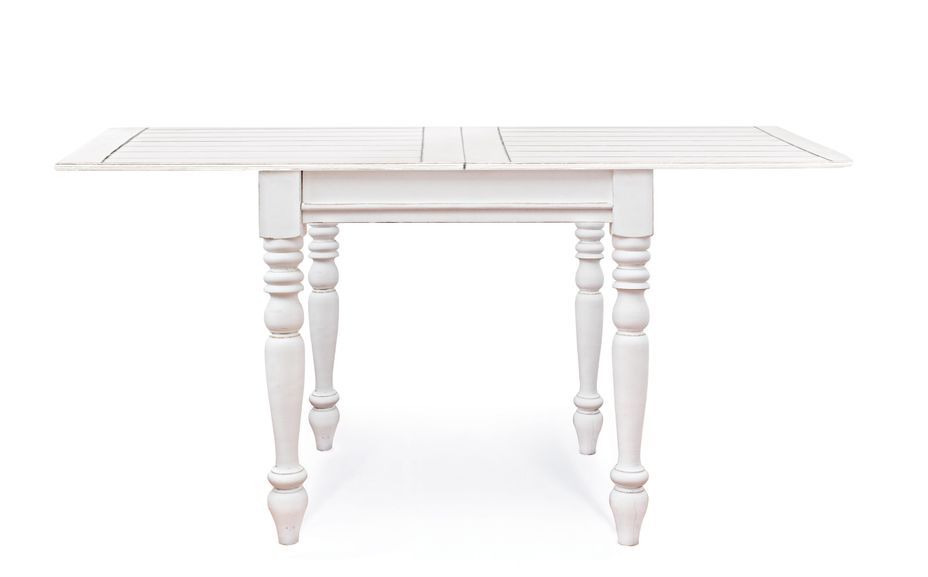 Petite table carrée extensible de 80 cm en bois de manguier blanc patiné Kolita 80/160 cm - Photo n°6