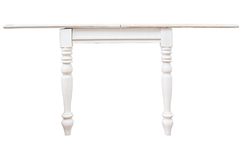 Petite table carrée extensible de 80 cm en bois de manguier blanc patiné Kolita 80/160 cm - Photo n°3