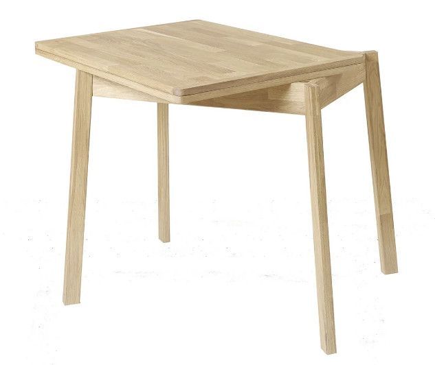 Petite table extensible en bois de chêne massif blanchi Larry 90/130 cm - Photo n°1