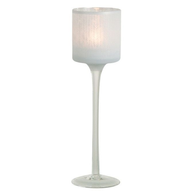 Photophore verre blanc sur pied Kimen H 25 cm - Photo n°1
