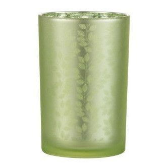 Photophore verre vert à feuilles Ocel H 18 cm - Photo n°1