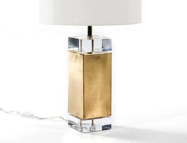 Pied de lampe métal doré et acrylique Vera H 50 cm - Photo n°1
