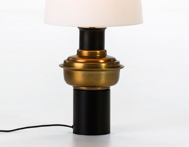 Pied de lampe métal noir et doré Carl H 41 cm - Photo n°1
