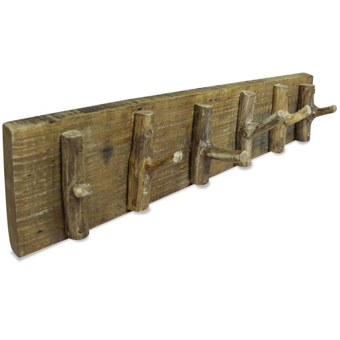Porte-manteau Bois de récupération massif 60 x 15 cm - Photo n°1
