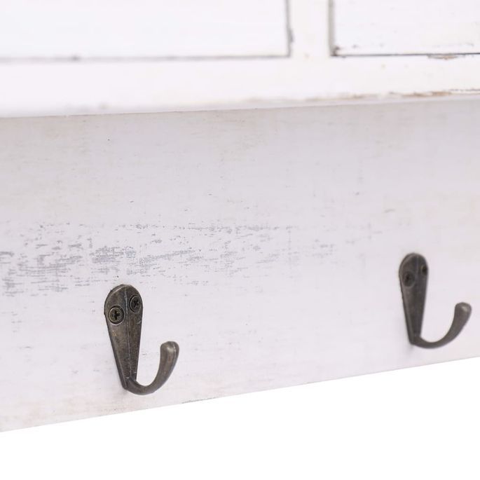 Porte-manteau mural Blanc 50x10x34 cm Bois - Photo n°7