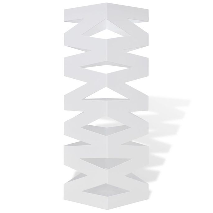 Porte-parapluie carré à rangement Blanc Acier 48,5 cm 2 - Photo n°2