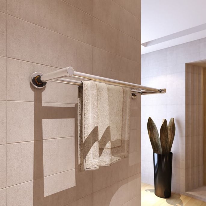 Porte serviettes double - Barre Fixe 2 tubes - Photo n°1