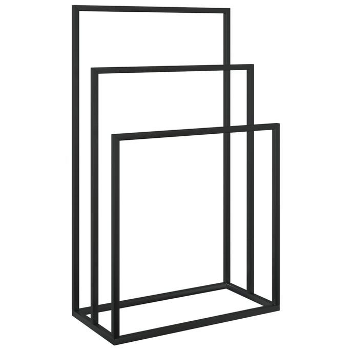 Porte-serviettes sur pied Noir 48x24x79 cm Fer - Photo n°2