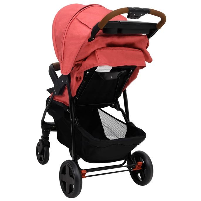 Poussette pour bébé 2-en-1 Rouge Acier - Photo n°9