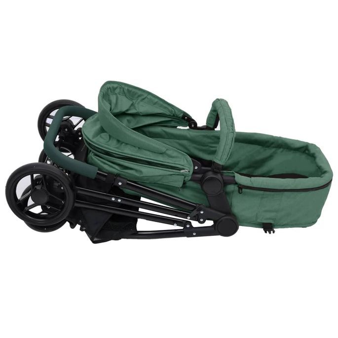 Poussette pour bébé 2-en-1 Vert et noir Acier 2 - Photo n°9