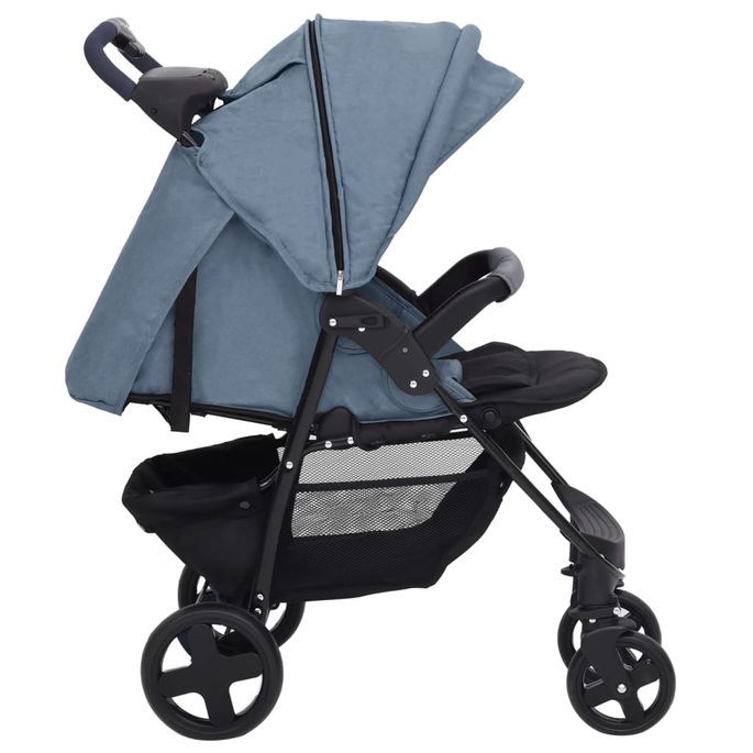 Poussette pour bébé 3-en-1 Bleu marine Acier - Photo n°7