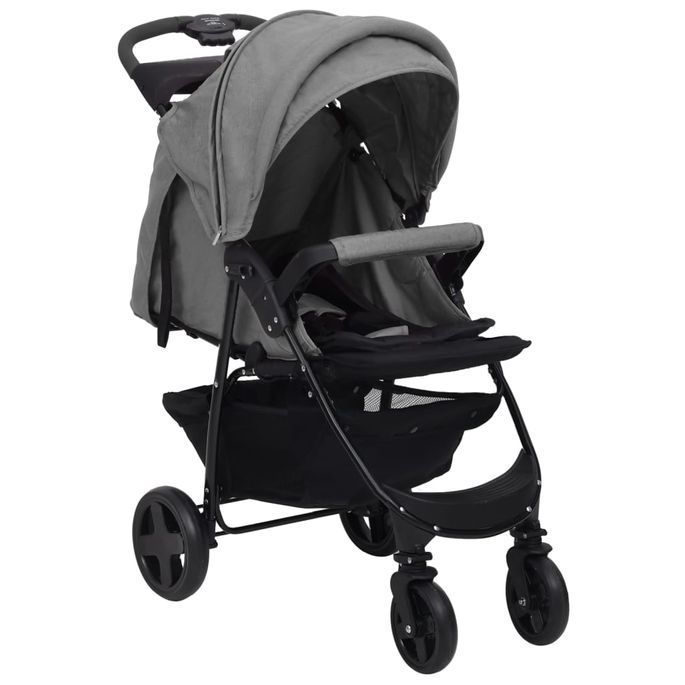 Poussette pour bébé 3-en-1 Gris clair Acier - Photo n°3