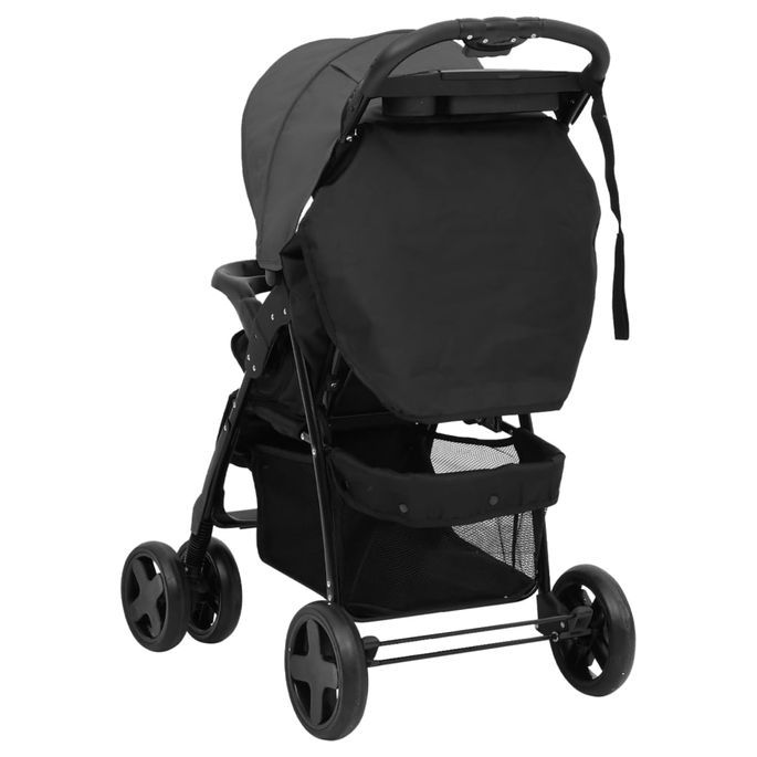 Poussette pour bébé 3-en-1 Gris foncé et noir Acier - Photo n°8