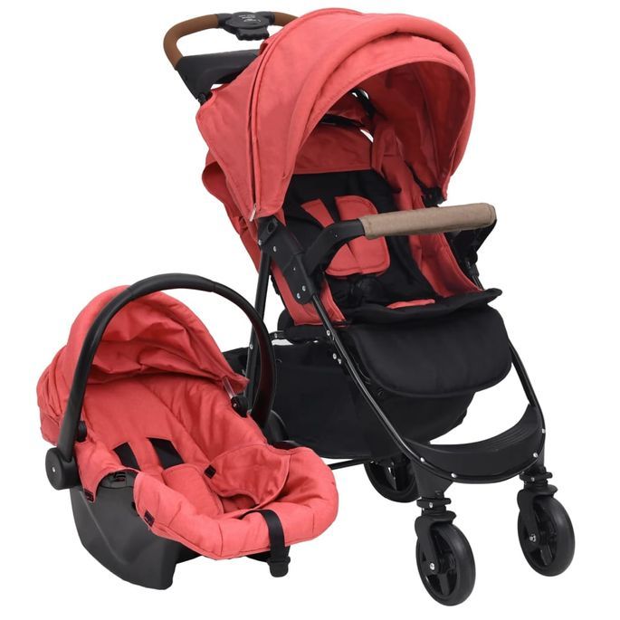 Poussette pour bébé 3-en-1 Rouge Acier - Photo n°1