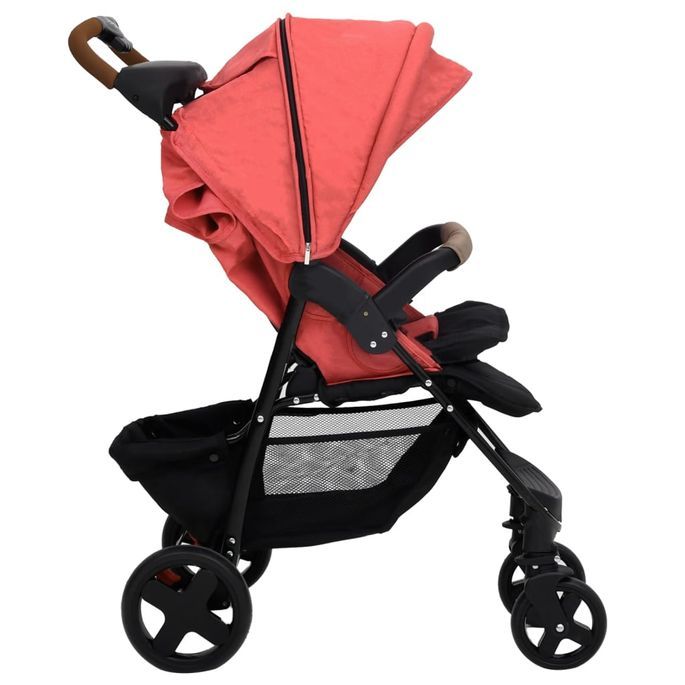 Poussette pour bébé 3-en-1 Rouge Acier - Photo n°7