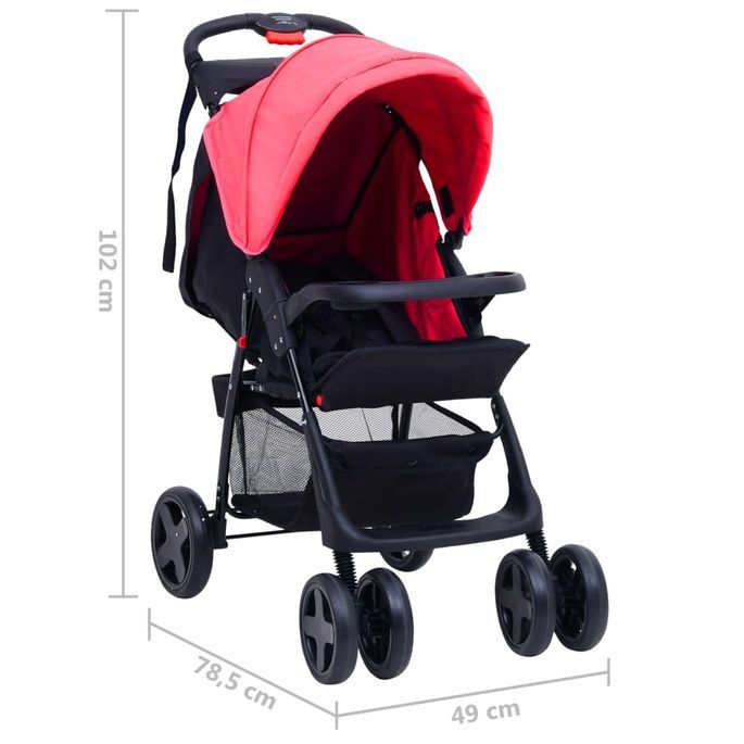 Poussette pour bébé 3-en-1 Rouge et noir Acier - Photo n°12
