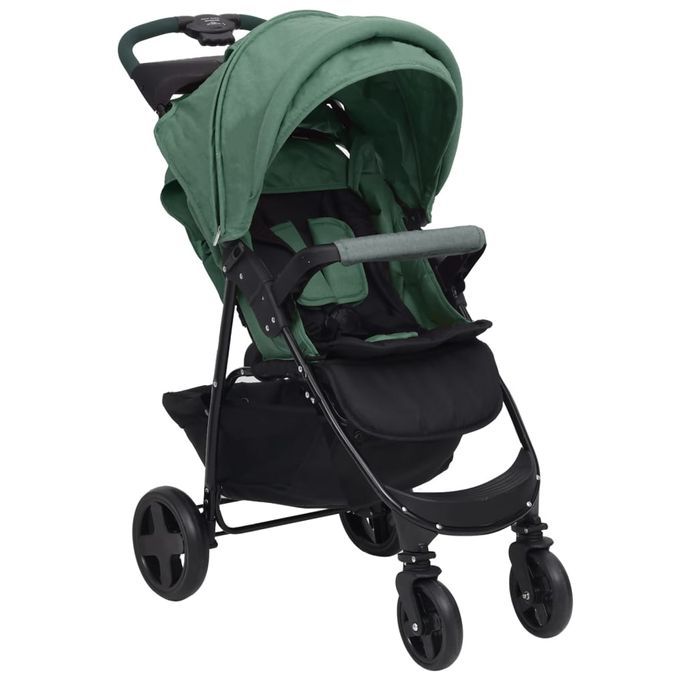 Poussette pour bébé 3-en-1 Vert Acier - Photo n°5