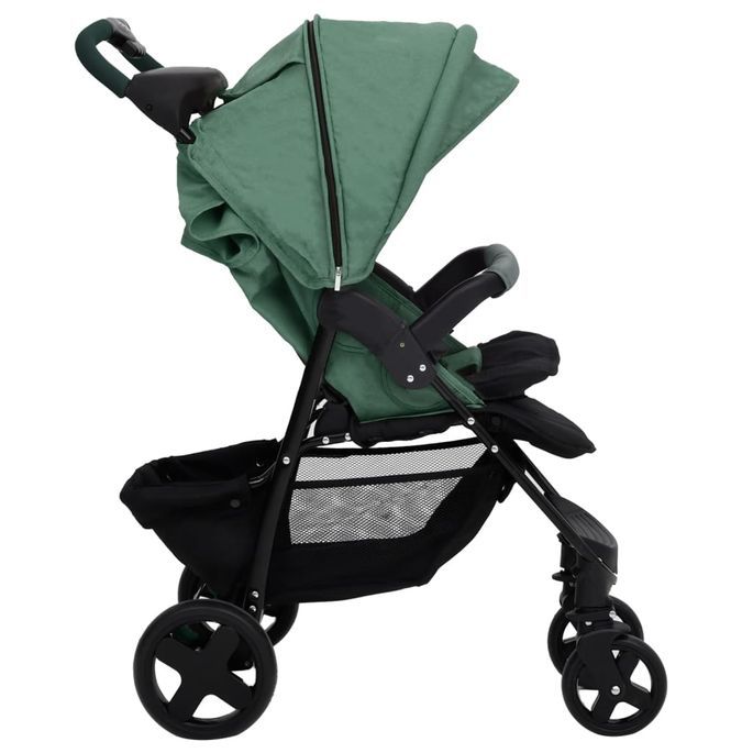 Poussette pour bébé 3-en-1 Vert Acier - Photo n°7