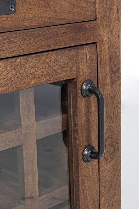 Range bouteilles bois manguier 2 portes 2 tiroirs Juna L 102 cm - Photo n°4