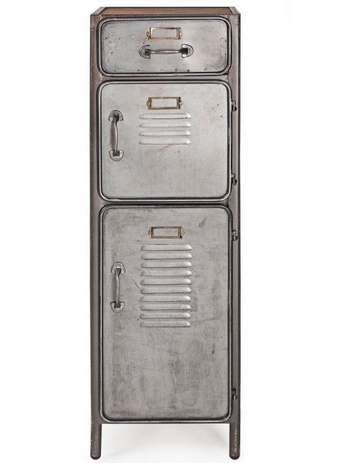 Rangement 3 casiers vintage acier argenté Zaka 35 cm - Photo n°1