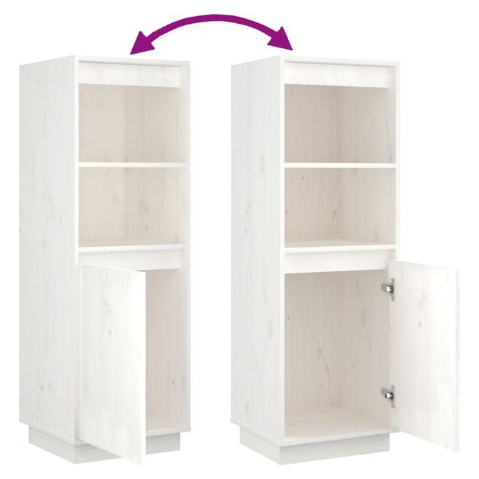 Rangement Blanc 37x34x110 cm Bois massif de pin - Photo n°6