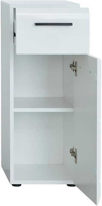 Rangement salle de bain 1 porte 1 tiroir en mélamié blanc brillant Kinzo - Photo n°2