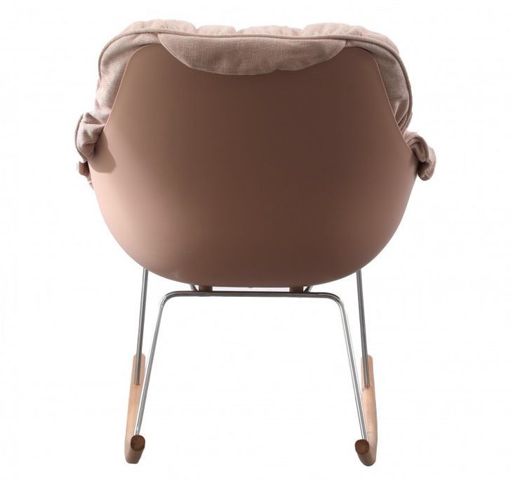 Rocking chair design tissu rose et bois clair Relaxo - Photo n°4