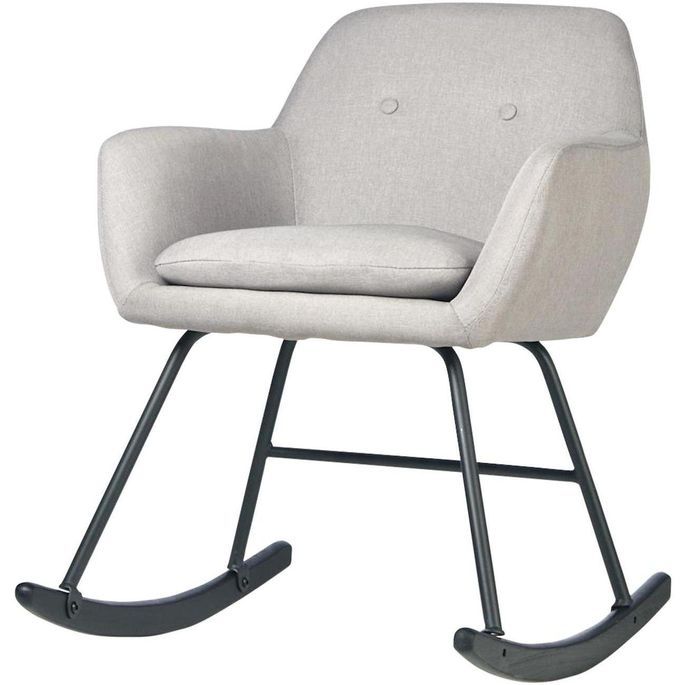 Rocking chair tissu gris clair et pieds métal noir Ohny - Photo n°1