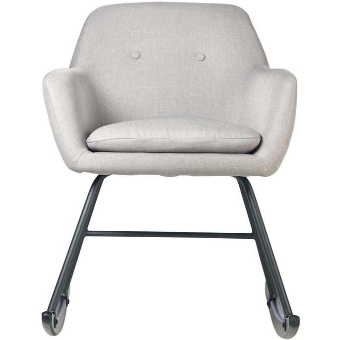 Rocking chair tissu gris clair et pieds métal noir Ohny - Photo n°2