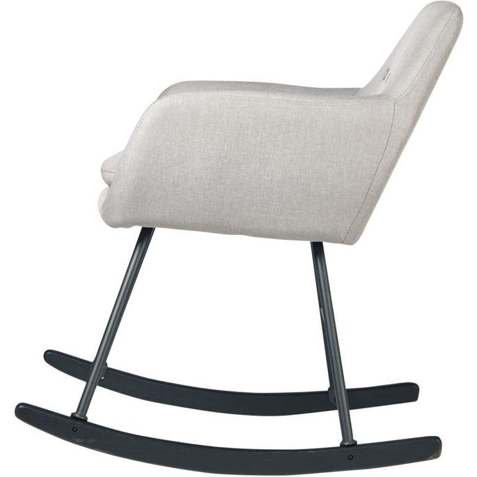 Rocking chair tissu gris clair et pieds métal noir Ohny - Photo n°3